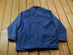 Vintage 1990s Club Room Chore Coat Leather Collar Jacket / Blanket Lined / Streetwear / Vintage Suede Jacket / Suede / Chore Coat
