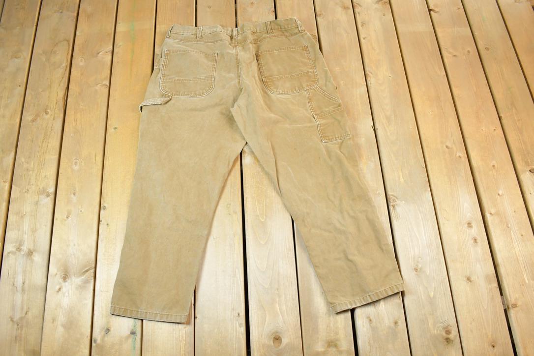 Vintage 1980s Mickey Lakin Double Knee Tan Denim Work Jeans Size 38 x 27  90s Carpenter Pants  Made In USA  Distressed Carhartt