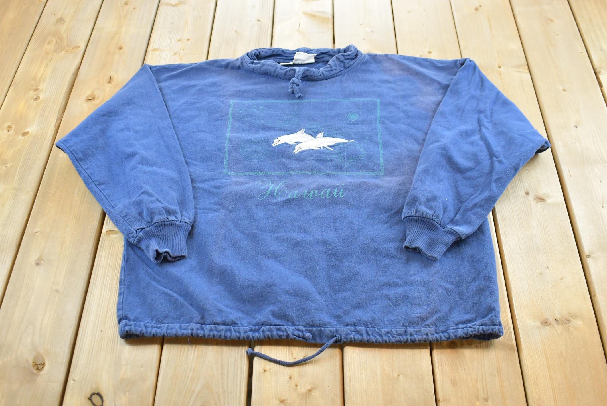 Vintage 1990s Hawaii Dolphins Crewneck Sweatshirt Mens XL  Made In USA  90s Souvenir Crewneck  Travel Vacation Destination