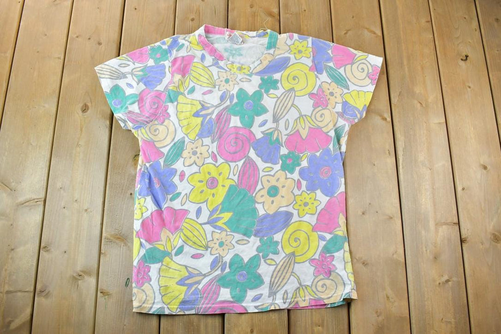 Vintage 1990s The Peterson Line Floral Graphic T-Shirt  Vintage T Shirt  Streetwear  Graphic Tee  Single Stitch