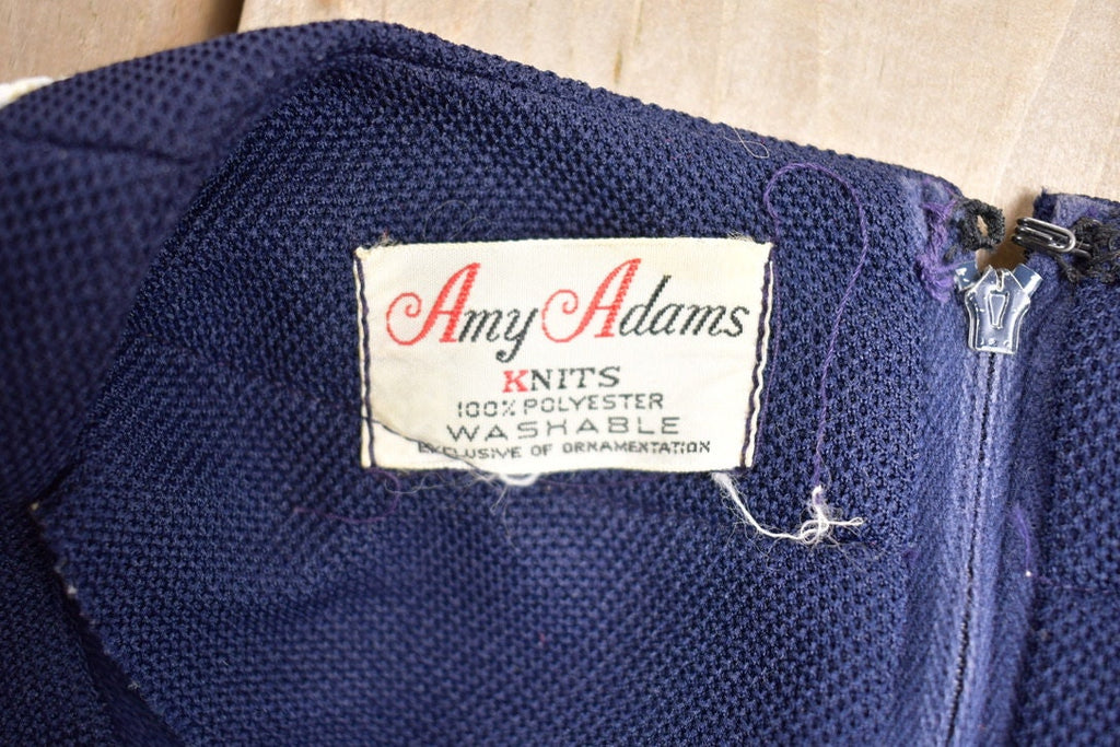 Vintage 1960s Amy Adams Knits Button Up Sleeveless Polyester Dress