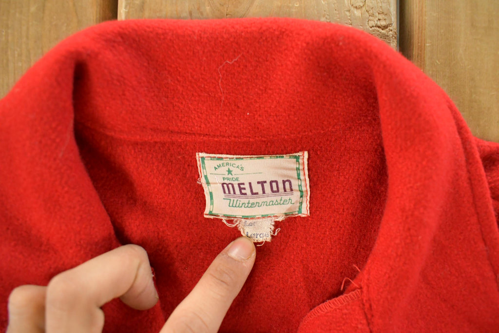 Vintage 1950s Melton Outer-Wear Button Up Flannel Wool Hunting Shirt Jacket Men's L