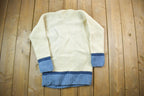 Vintage 1970s V-neck Cable Knit Crewneck Sweater