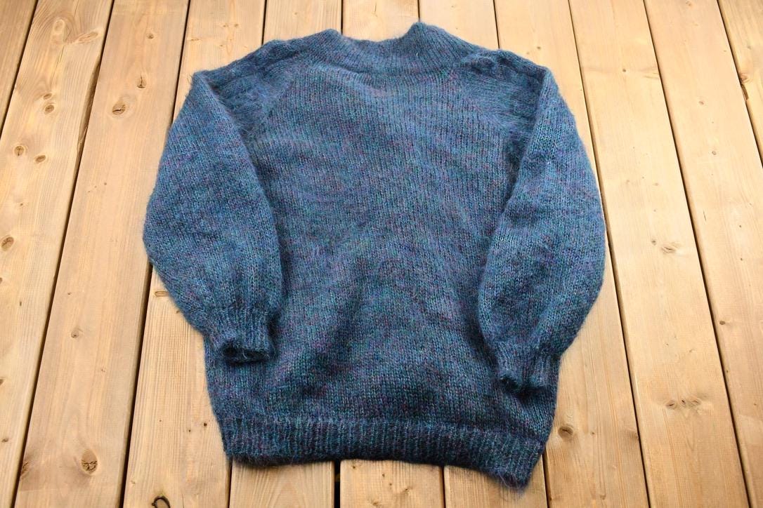 Vintage 1990s Canaan Mountain Knitwear Multicolor Mohair Knit Cardigan Sweater