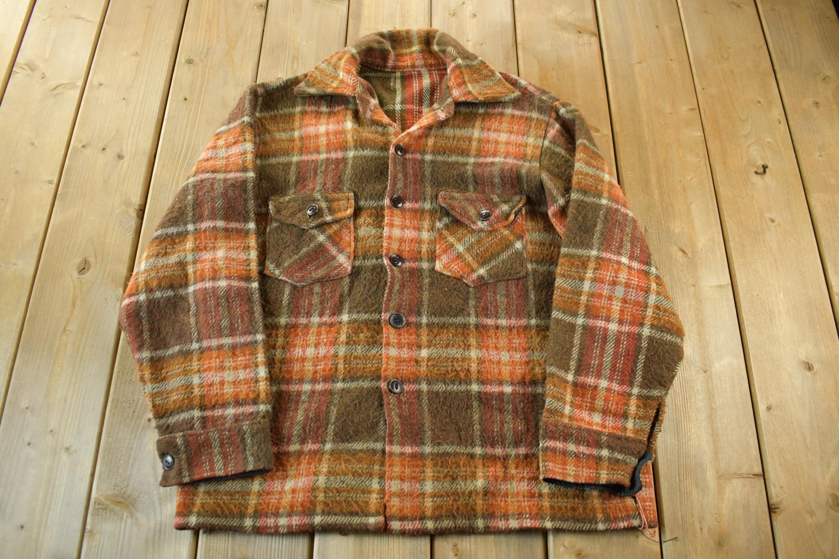 True Vintage 1960s Wool Flannel Button Up Shirt Jacket