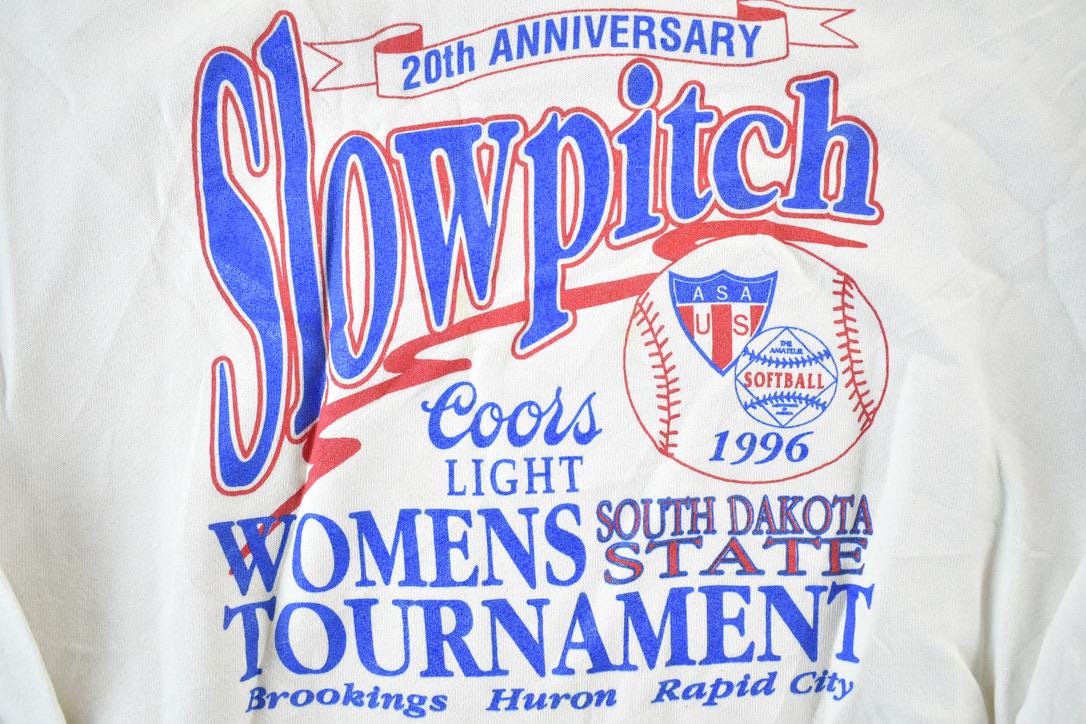 Vintage 1996 Slow Pitch Baseball Beer Crewneck Sweatshirt Mens L