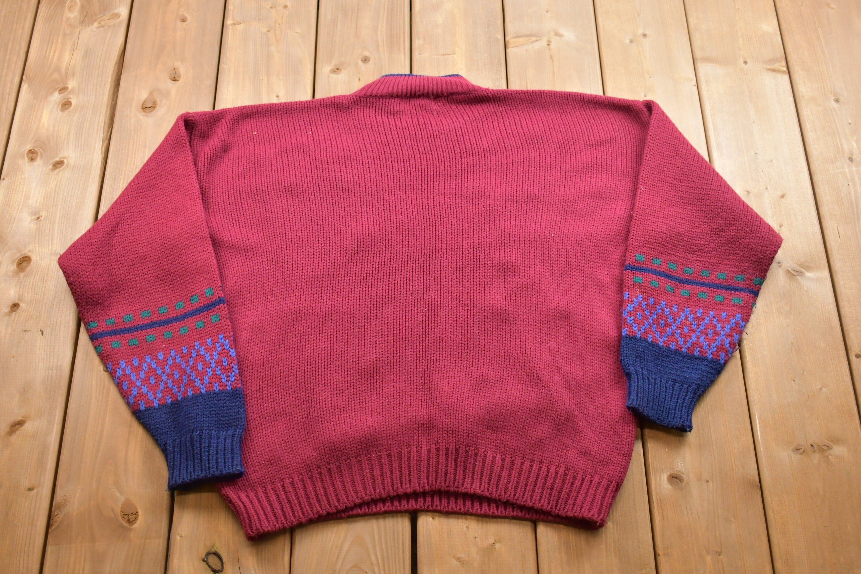 Vintage Geometric Design Knitted Sweater