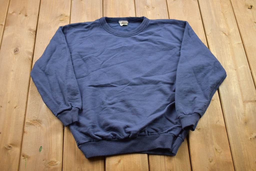 Vintage 1990s Blank Navy Blue Crewneck Sweatshirt