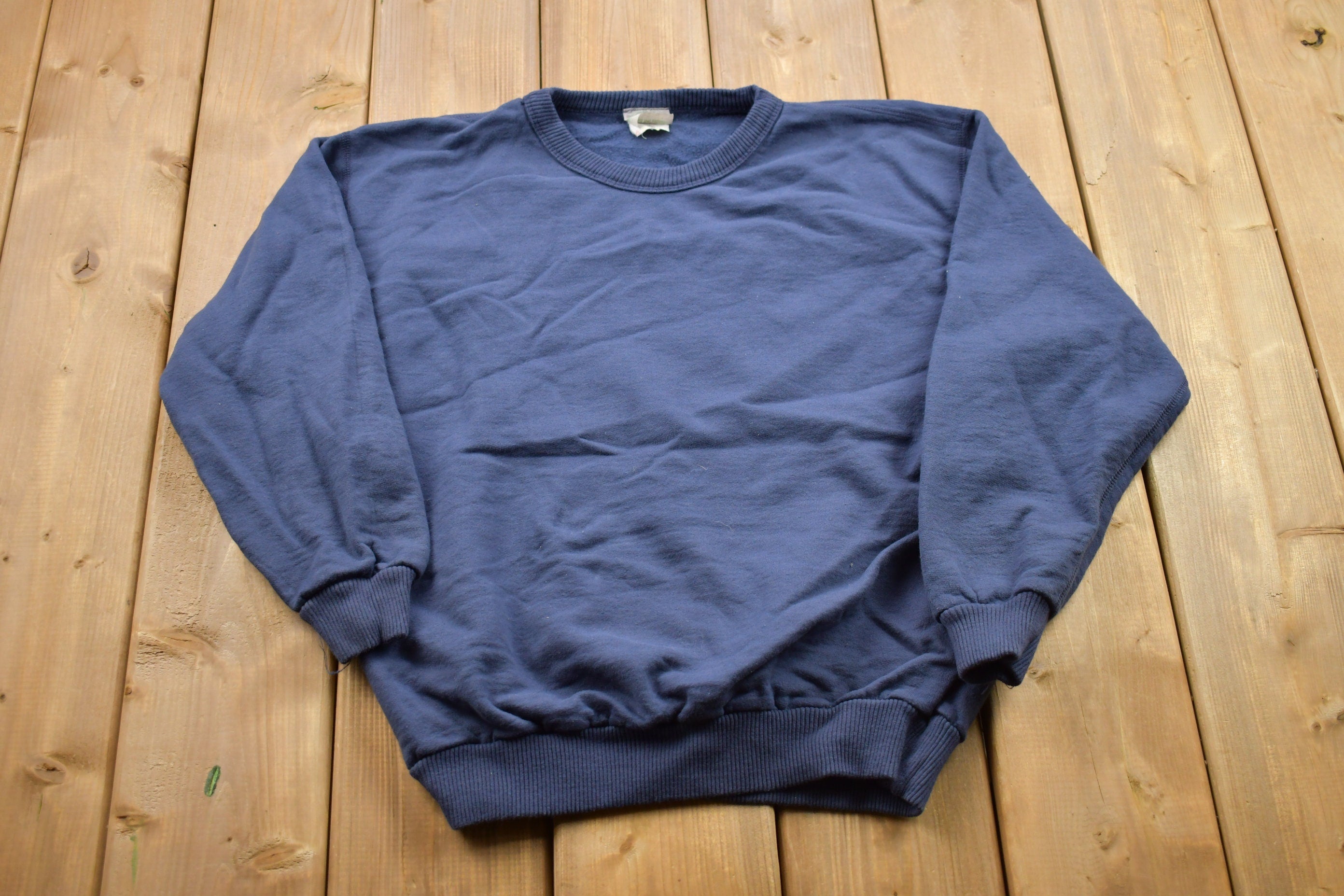 Vintage 1990s Blank Navy Blue Crewneck Sweatshirt