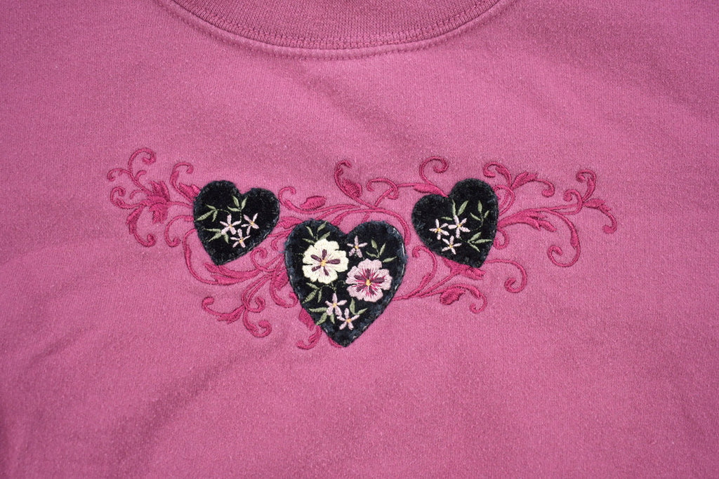 Vintage 1990s Top Stitch Heart Theme Crewneck Sweater