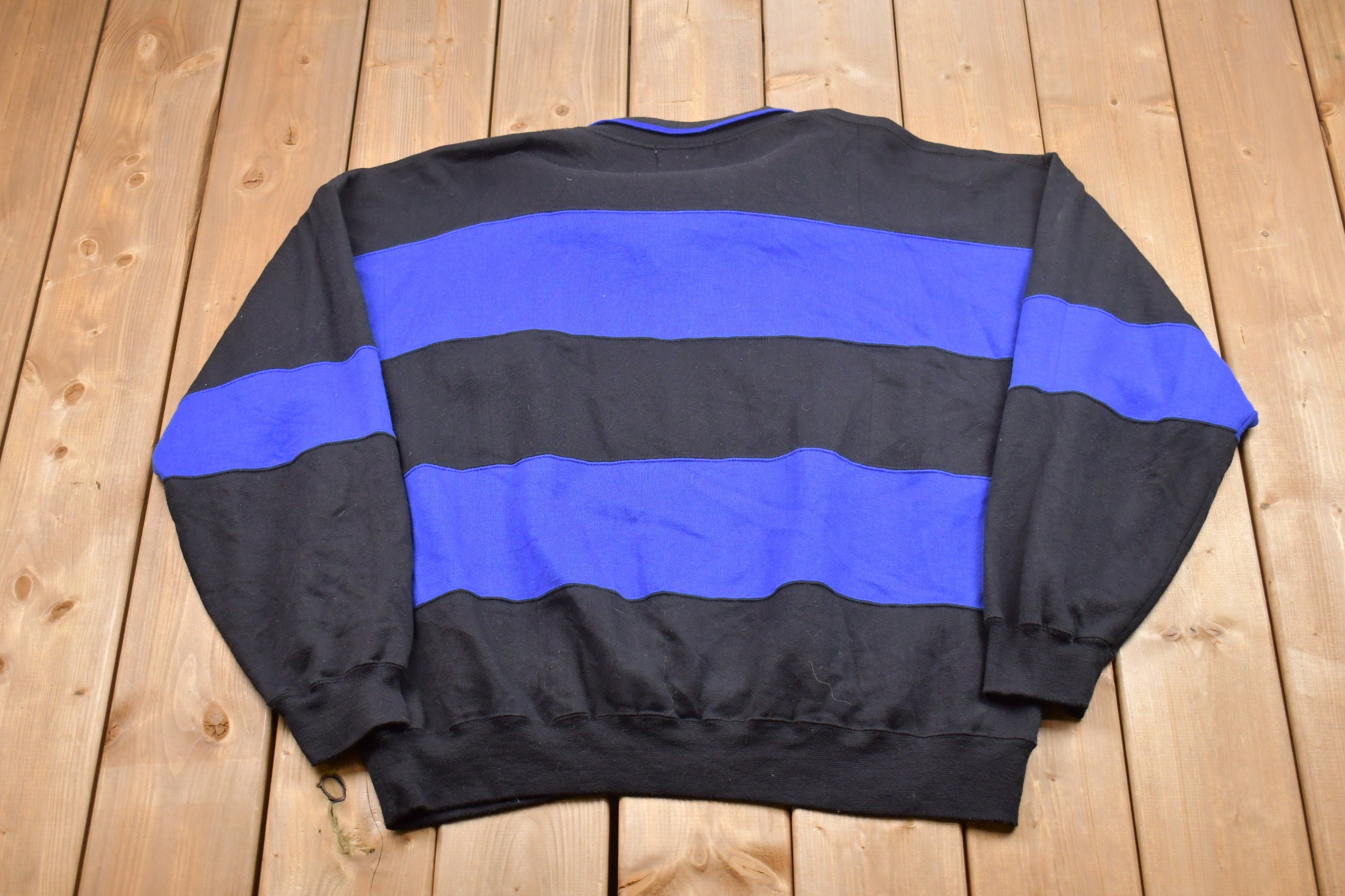 Vintage 1990s Grenadier Collared Big Stripes Sweatshirt