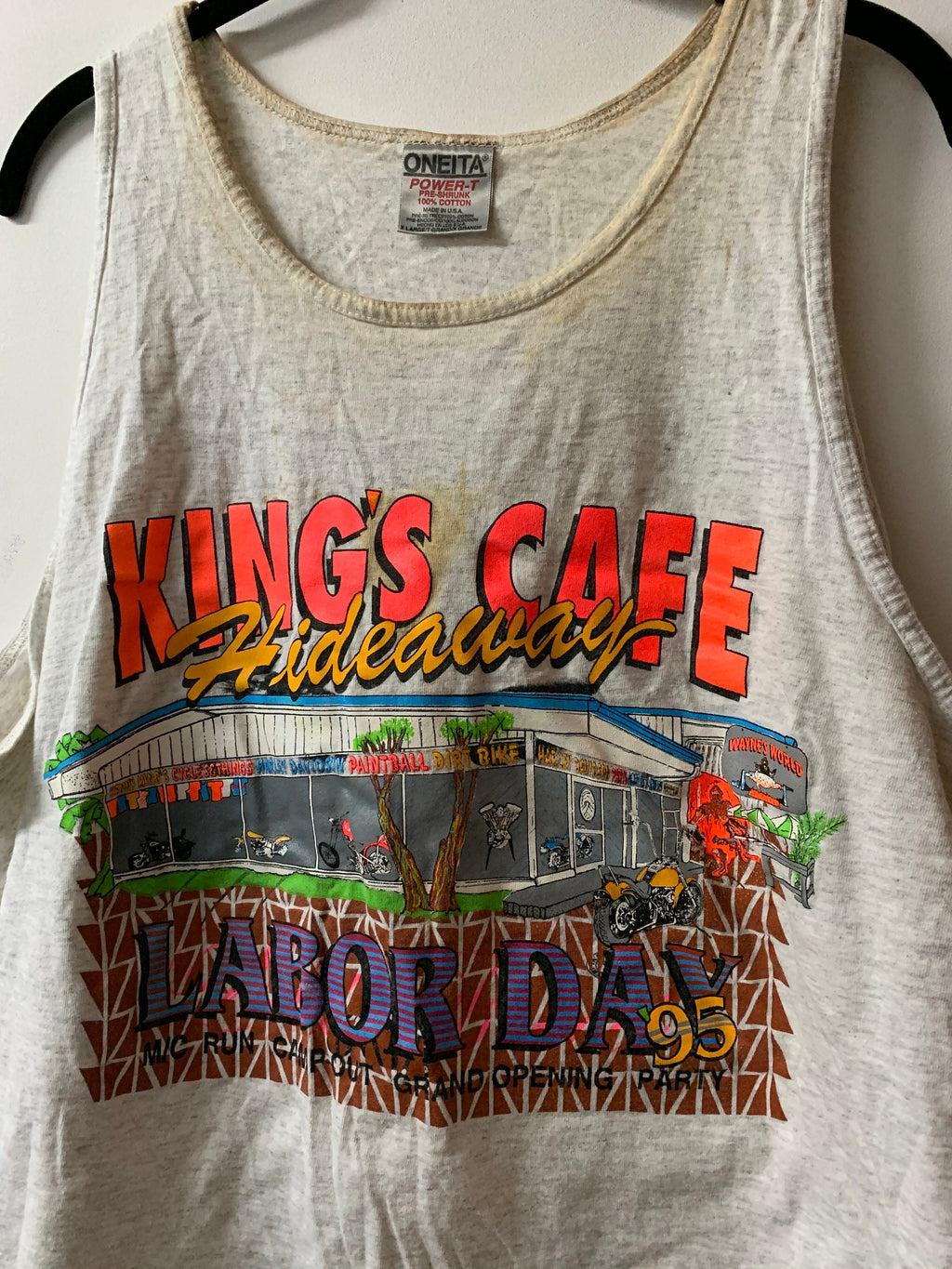 Vintage 1995 Kings Café Hideaway Labour Day Tank Top