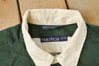 Vintage 1990s Nautica Striped Rugby Long Sleeve Polo Shirt Men's XL / Sailing Nautical / Athleisure / Streetwear / Preppy / Streetstyle