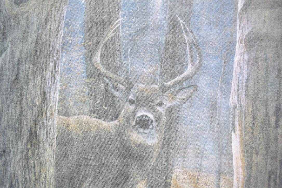 Vintage 1990s Whitetail Deer Big Buck Hunting Theme Graphic T-Shirt