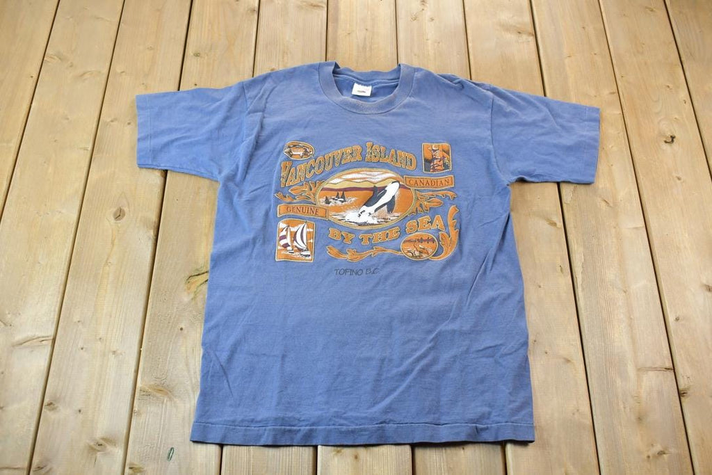 Vintage 1990s Single Stitch Vancouver Island by the Sea Killer Whale Graphic T-Shirt
