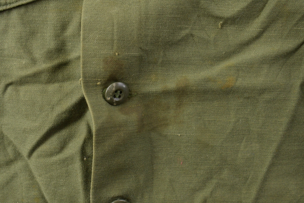 Vintage 1970s Army Military Green Button Up Shirt