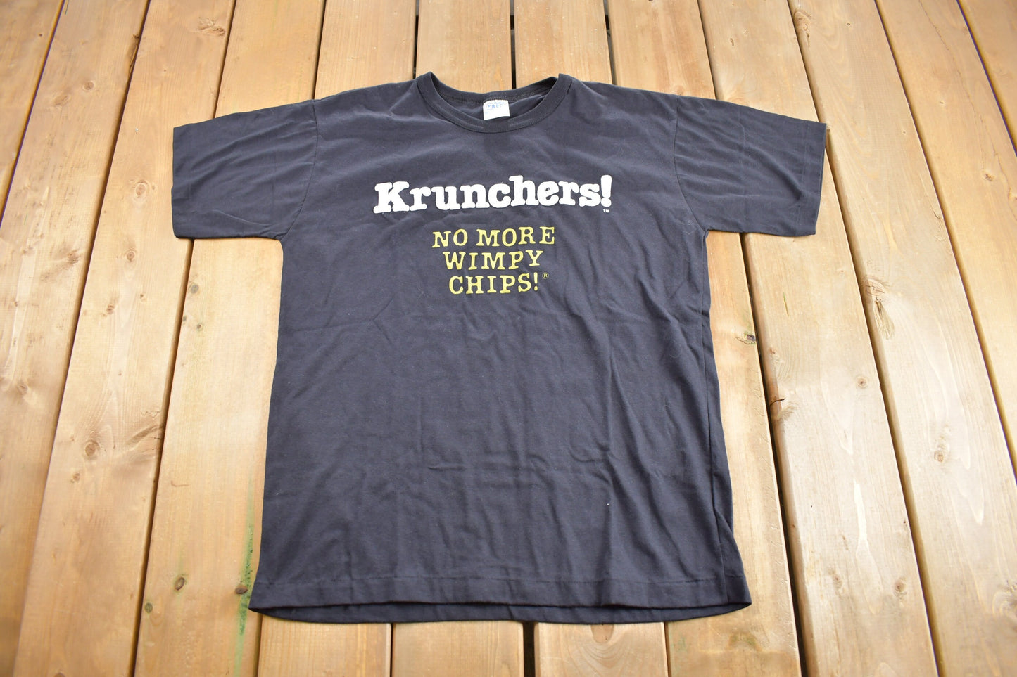 Vintage 1980s Krunchers Puff Print T Shirt / Vintage T Shirt / "No More Wimpy Chips" / Single Stitch / Made In Canada