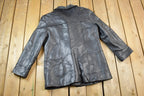 Vintage 1990s Danier Mens Full Length Heavy Leather Coat