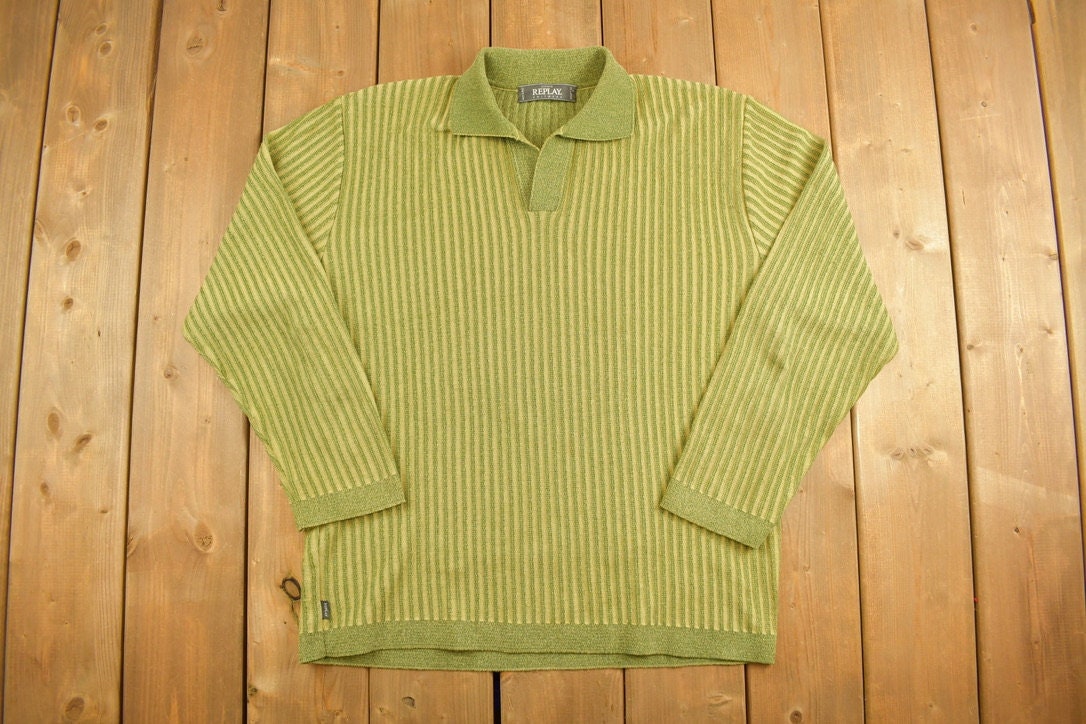 Vintage Y2K Uomo Replay Collared Knit Sweater