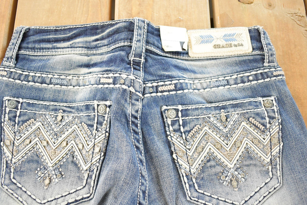Vintage Deadstock Y2K Grace LA Bedazzled Low Rise Jeans Women's Size 27 x 32