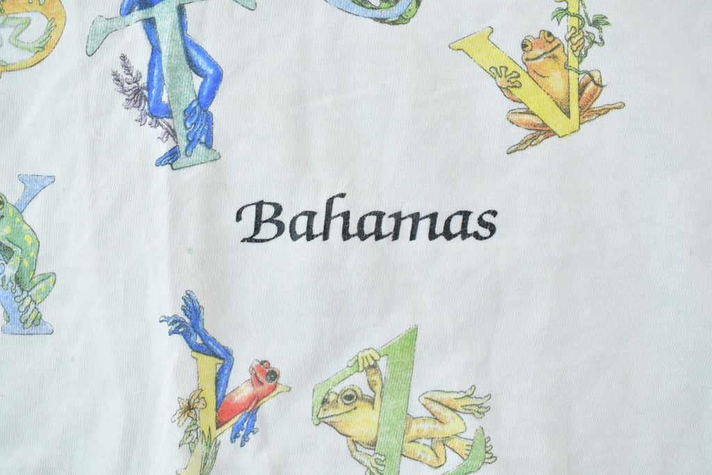 Vintage 1990s Bahamas Alphabet Frogs Souvenir T-Shirt / Vintage Streetwear / Vacation Tee / Travel T Shirt