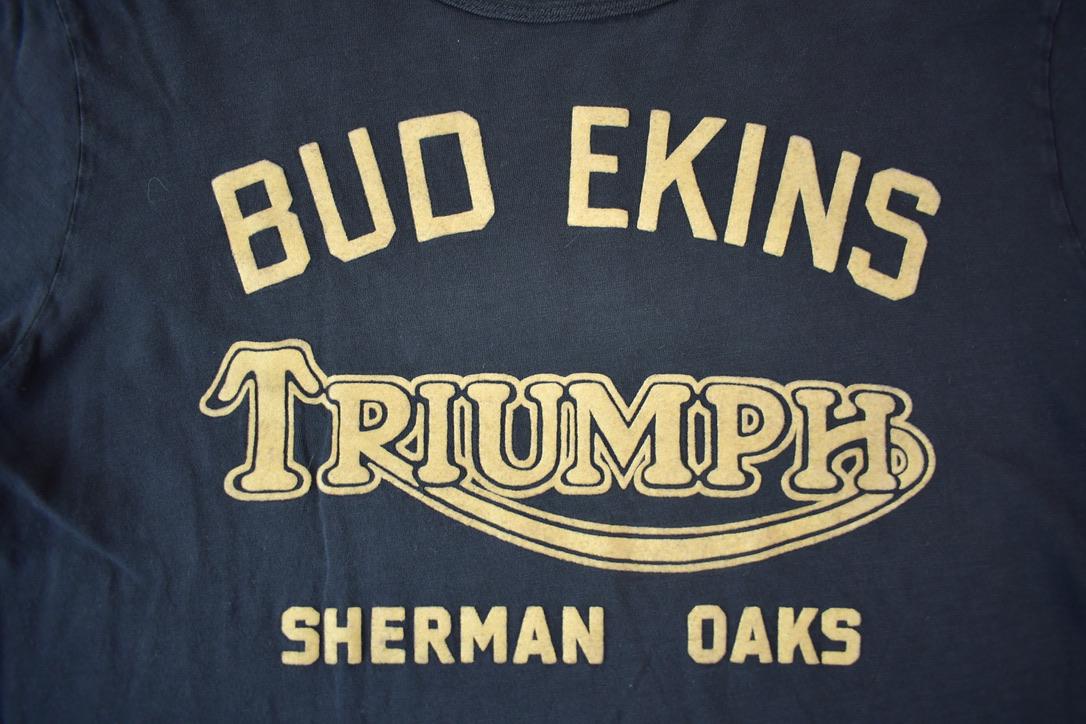 Vintage 1990s Bud Enkins Triumph Sherman Oaks Graphic T-Shirt Made In USA Size Medium
