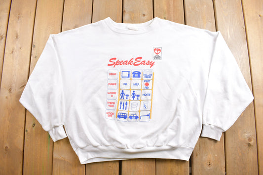 Vintage 1980s Heart and Stroke Foundation Speak Easy Graphic Crewneck Sweatshirt / 80s / Made In Canada / Essential / Streetwear / 90s