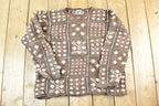 Vintage 1990s Crazy Horse Knit Abstract Pattern Crewneck Sweater Mens L