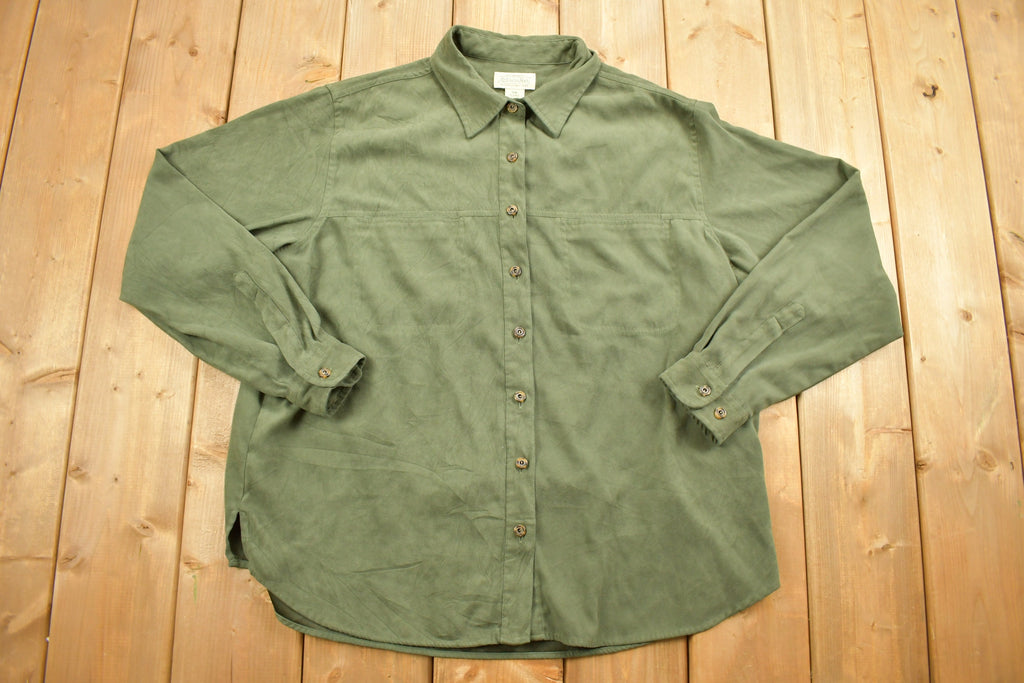 Vintage 1990s St Johns Bay Blank Green Button Up Shirt