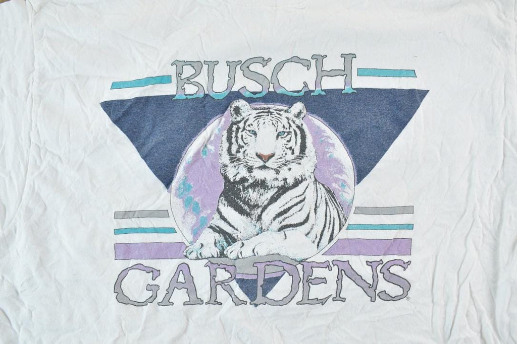 Vintage 1990s Busch Gardens White Tiger Single Stitch Cropped T-Shirt