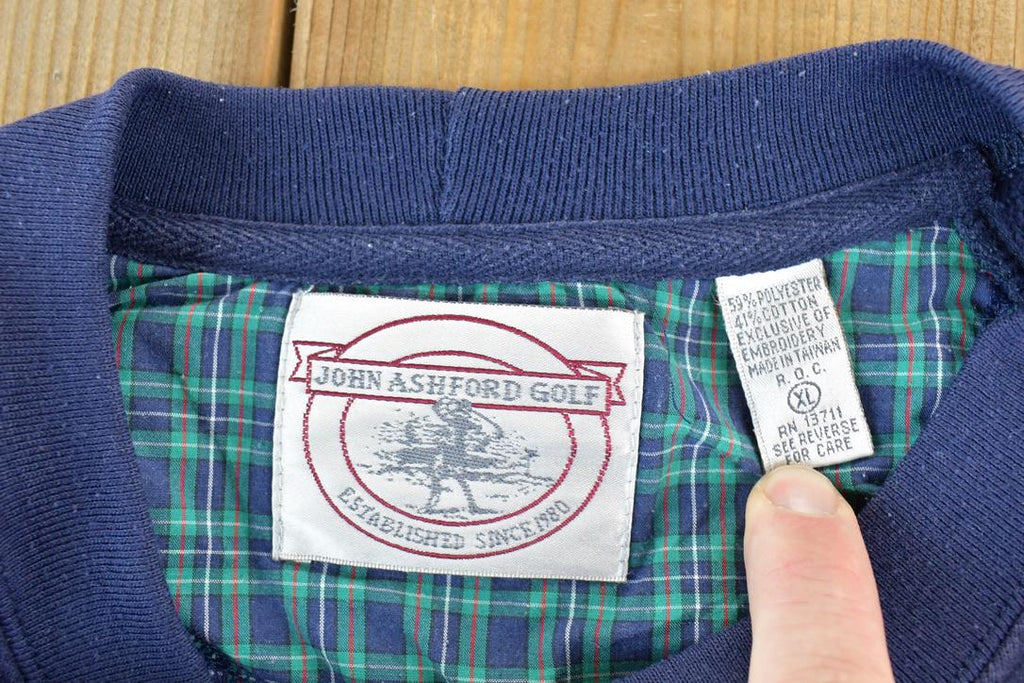 Vintage 1990s John Ashford Golf Crewneck Plaid Heavyweight Sweatshirt