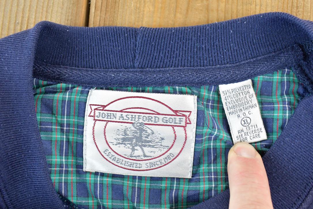 Vintage 1990s John Ashford Golf Crewneck Plaid Heavyweight Sweatshirt