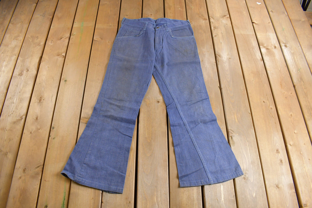 Vintage 1970s Bellbottoms Distressed Jeans Size 34 x 28