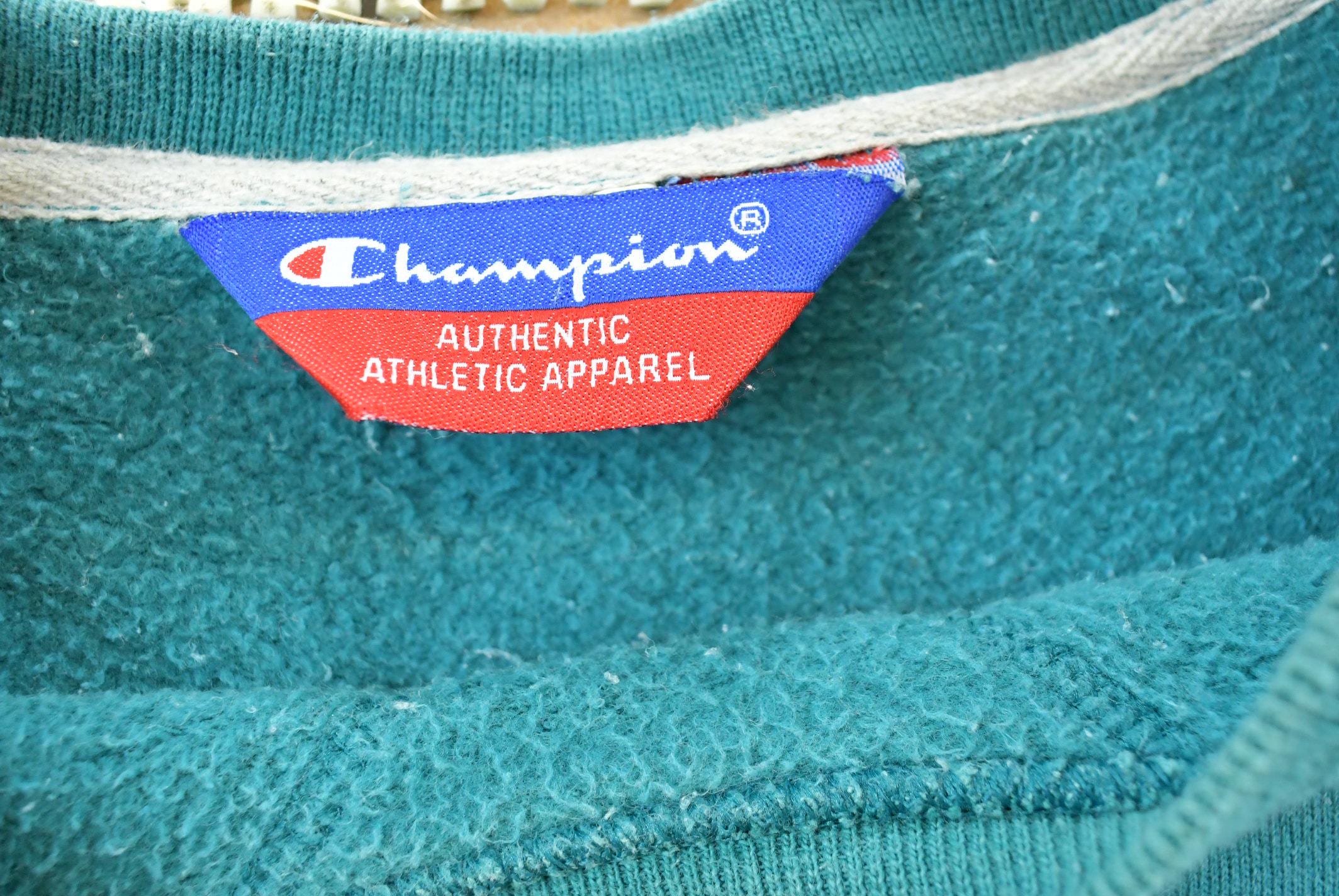 Vintage 1990s Champion Spellout Crewneck Sweatshirt Men's L / 90s Streetwear / Blank Sweater / Athleisure / Embroidered