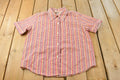 Vintage 1970s Gingham Plaid Short Sleeve Button Up Shirt Women's L /