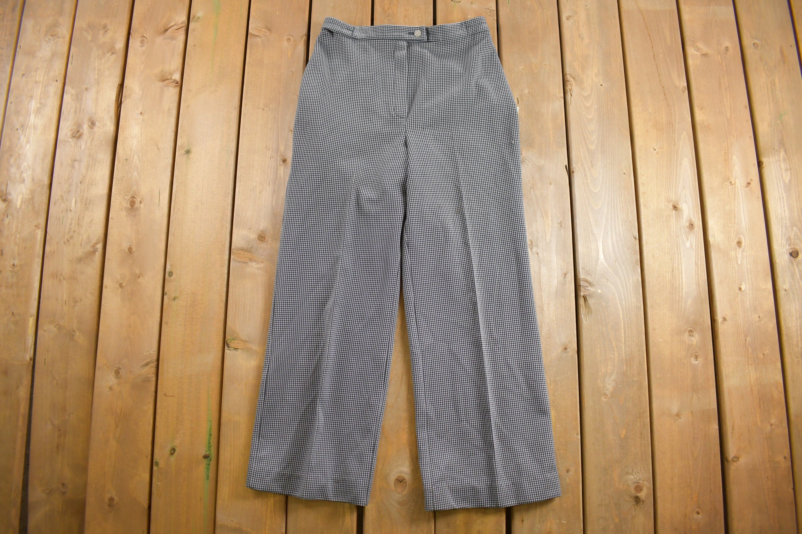 Vintage 1970s Rrrrus Made in USA Houndstooth Trousers Size 29 x 28