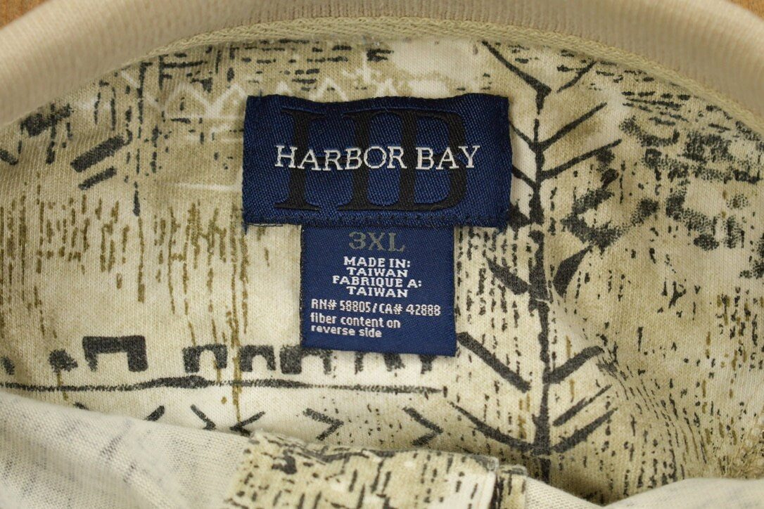 Vintage 1990s Harbor Bay Aztec All Over Print Collared Polo Shirt