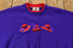 Vintage 1990s Embroidered Cute Hat Graphic Crewneck  90s Crewneck  Grandma Sweater  American Streetwear  Top Stitch Petite