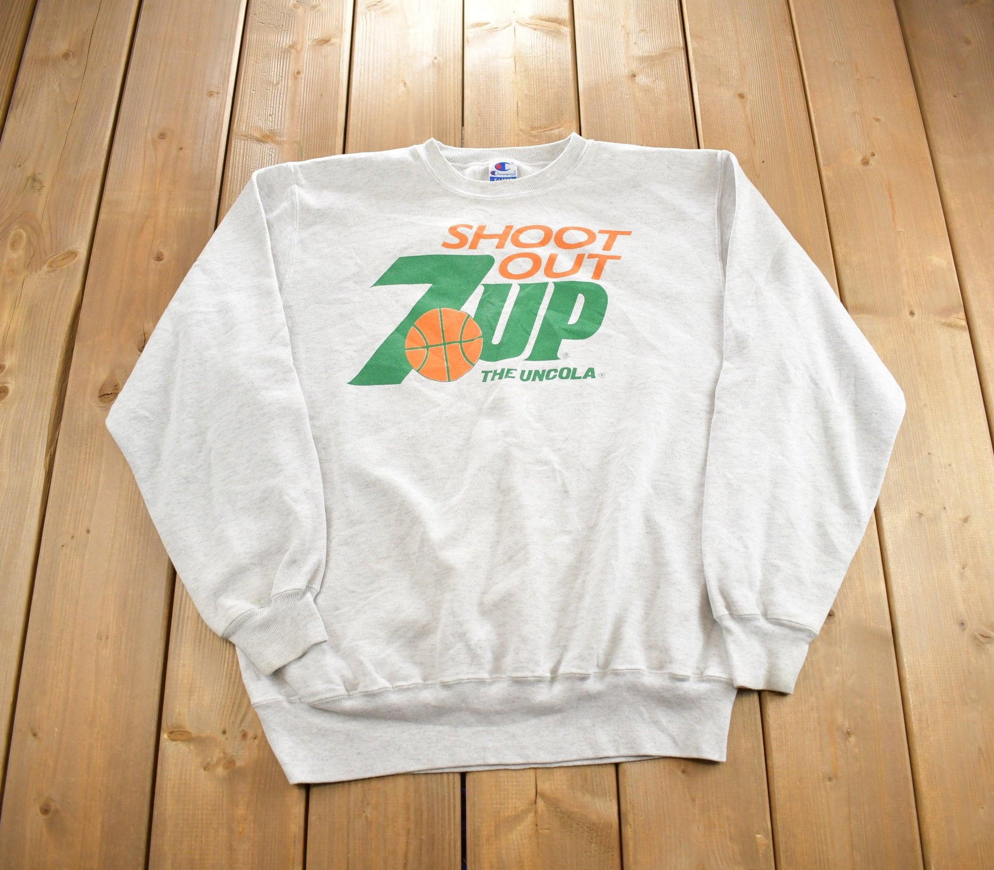 Vintage 1990s 7up Shoot Out Champion Crewneck Sweatshirt Made In USA