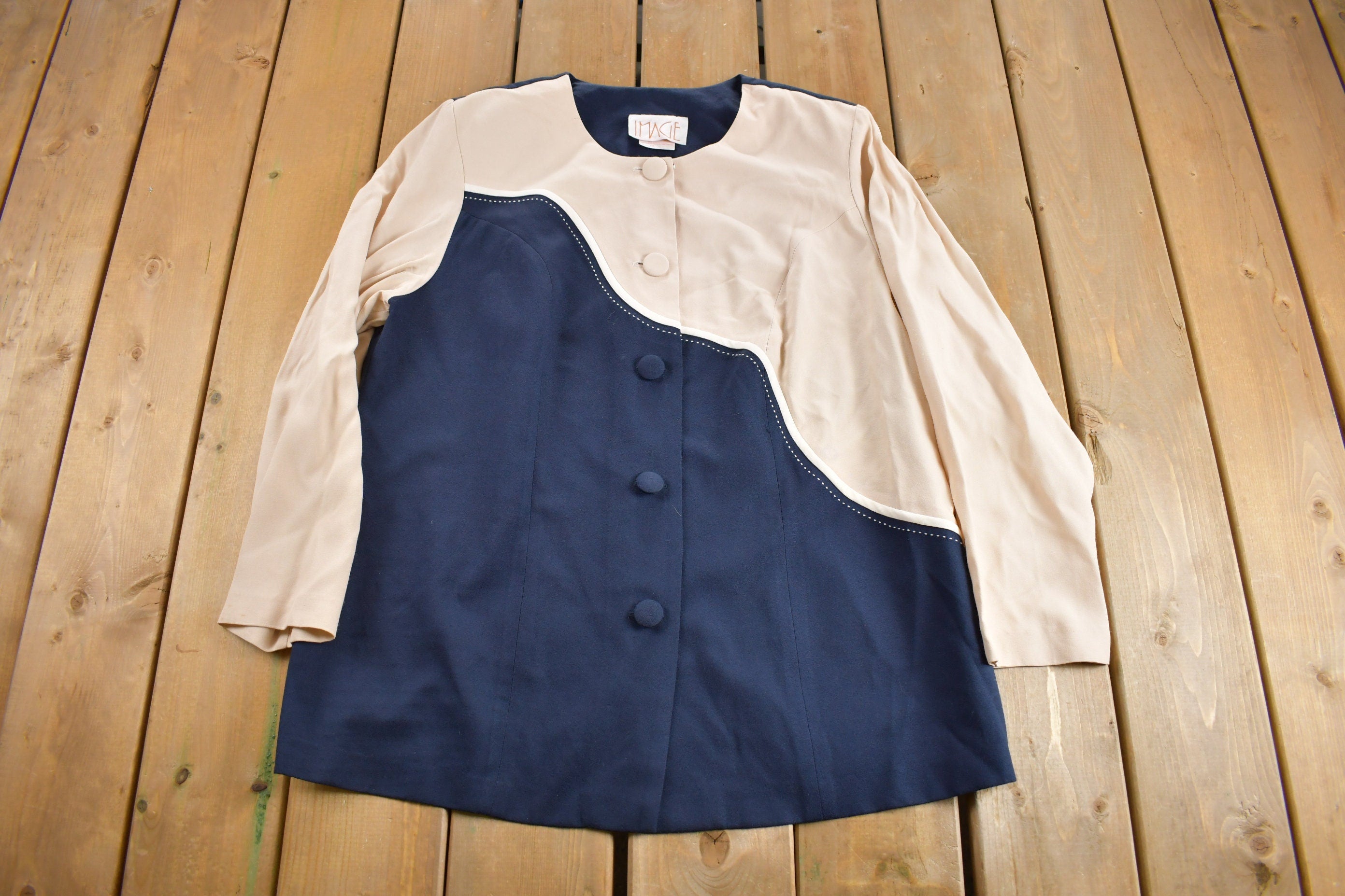 Vintage 1990s Image Women's Button Up Jacket  Light Jacket  Size 20  Made In Canada  Color Block