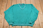 Vintage Isle of Cotton V-Neck Knitted Sweater