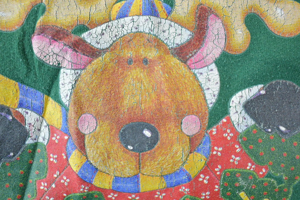 Vintage 1990s Noel Reindeer Rudolph Christmas Cute Crewneck Sweater
