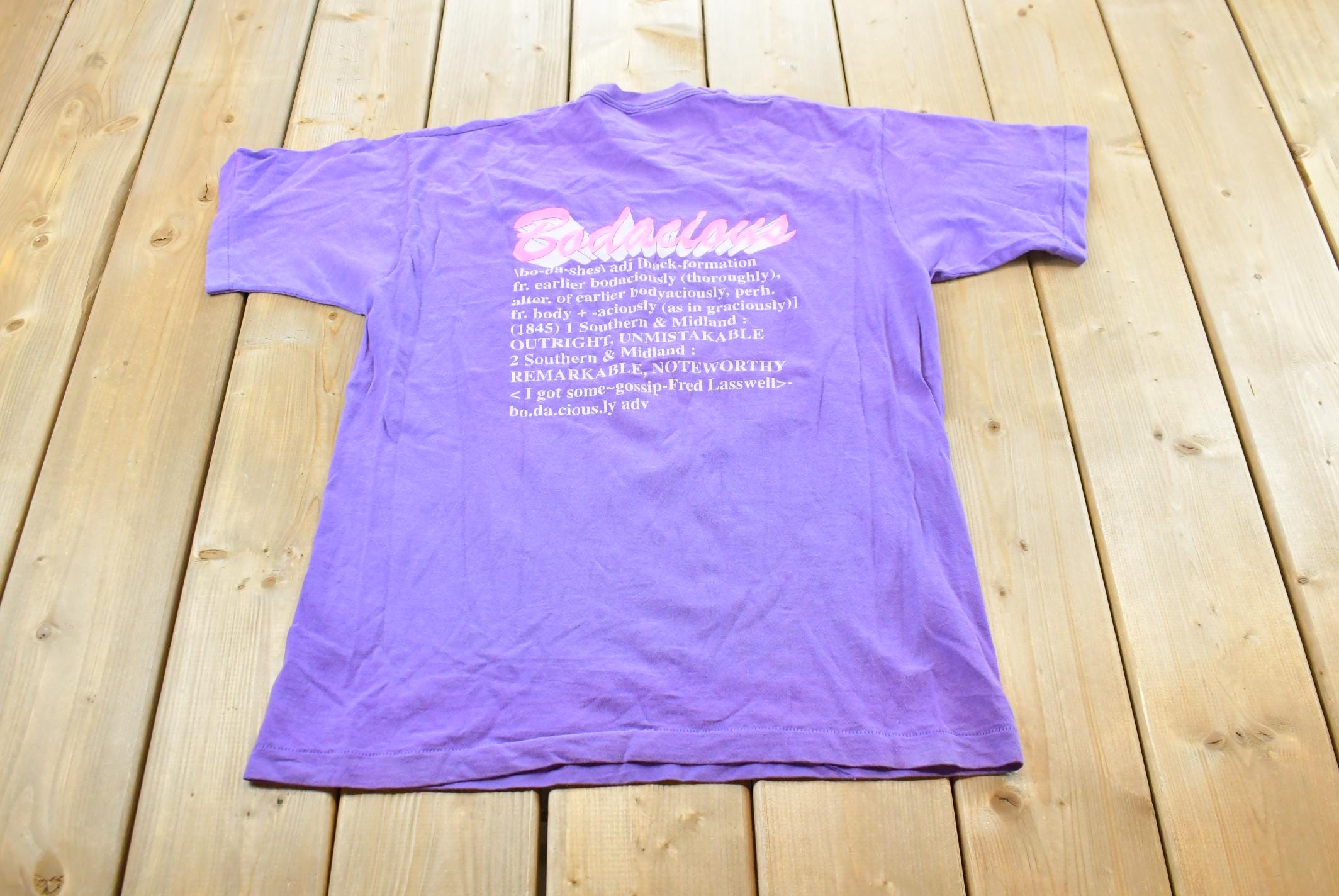 Vintage 1990s Funny Bodacious Body Defintion T-Shirt Men's L /
