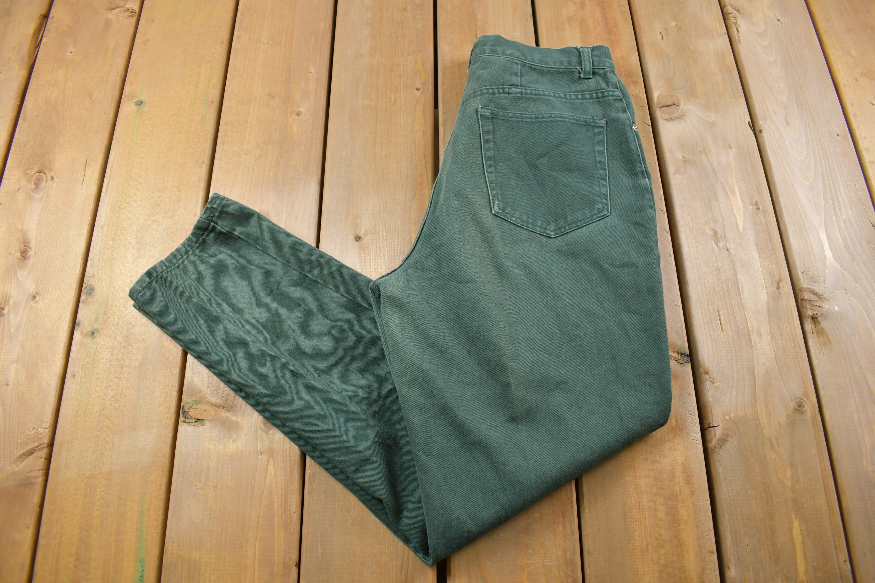 Vintage 1990's NY Line Green Denim Pants 30 x 30