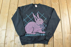 Vintage 1990s Cute Pixel Bunny Crewneck Sweater