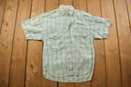 Vintage 1990s Meshy Blue Plaid Flannel Button Up Shirt / 1990s Button Up / Vintage Flannel / Plaid Shirt / Button Down