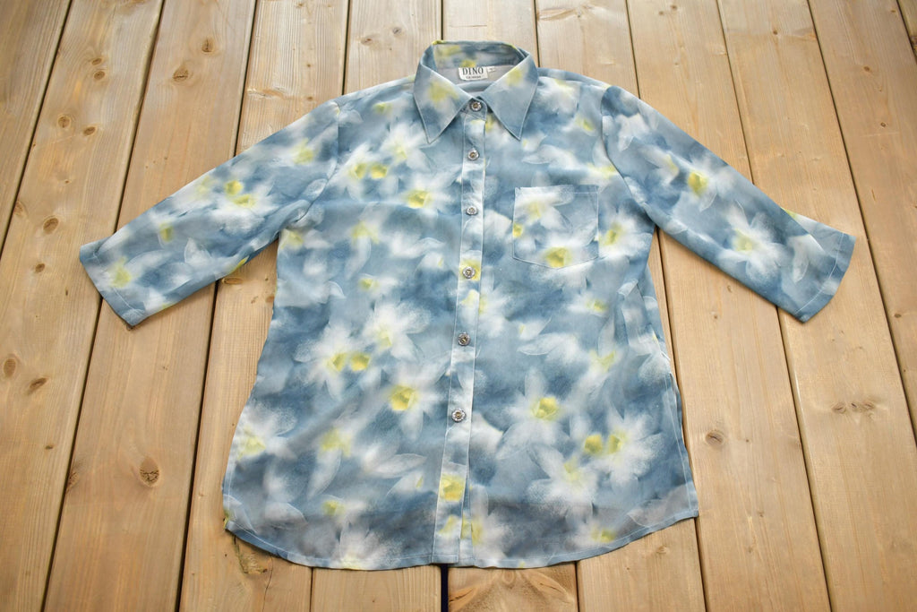Vintage 1980s DINO Floral Casual Button Up