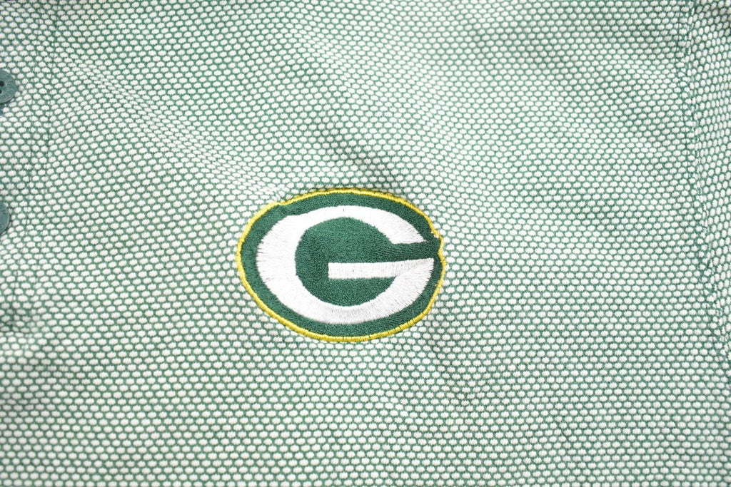 Vintage 1990s Embroidered Pro Line Green Bay Packers NFL Button Up Collar T-Shirt