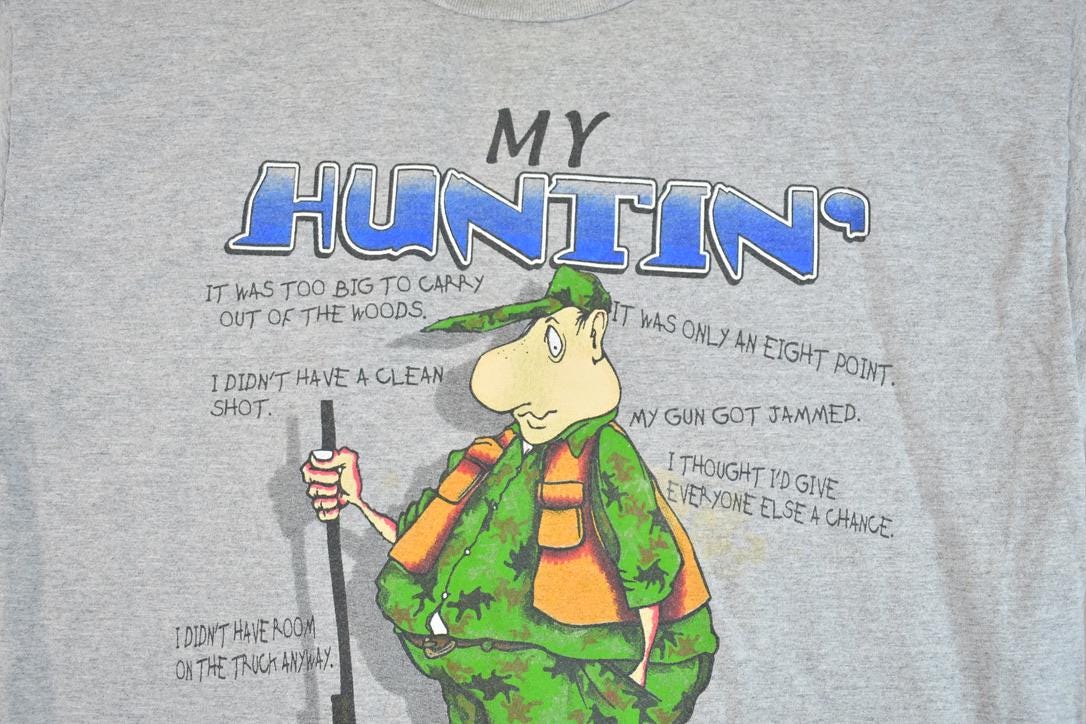 Vintage 1990s Hunting Excuses Cartoon Souvenir T-Shirt