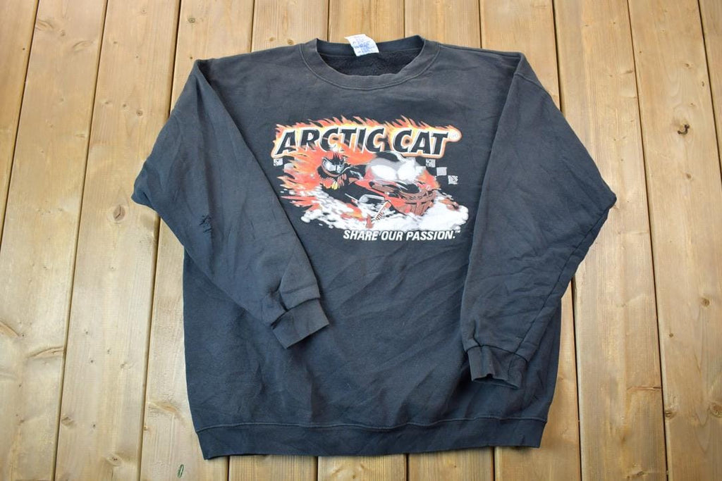 Vintage 1990s Arctic Cat Snowmobile Cooks Recreation Crewneck Sweatshirt